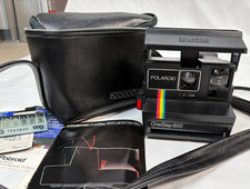 Vintage Polaroid Camera Spirit One Step 600 Land Instant Rainbow Stripe Case