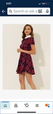 Allegra K Women's Plaid Grid Peter Pan Collar A-line Dress size xs Goth punk
