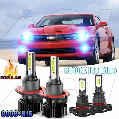 For Chevrolet Camaro 2010-2013 LED Headlight + Fog Light Bulbs Ice Blue 4x