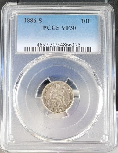 1886-S  Seated Liberty Dime VF30  PCGS