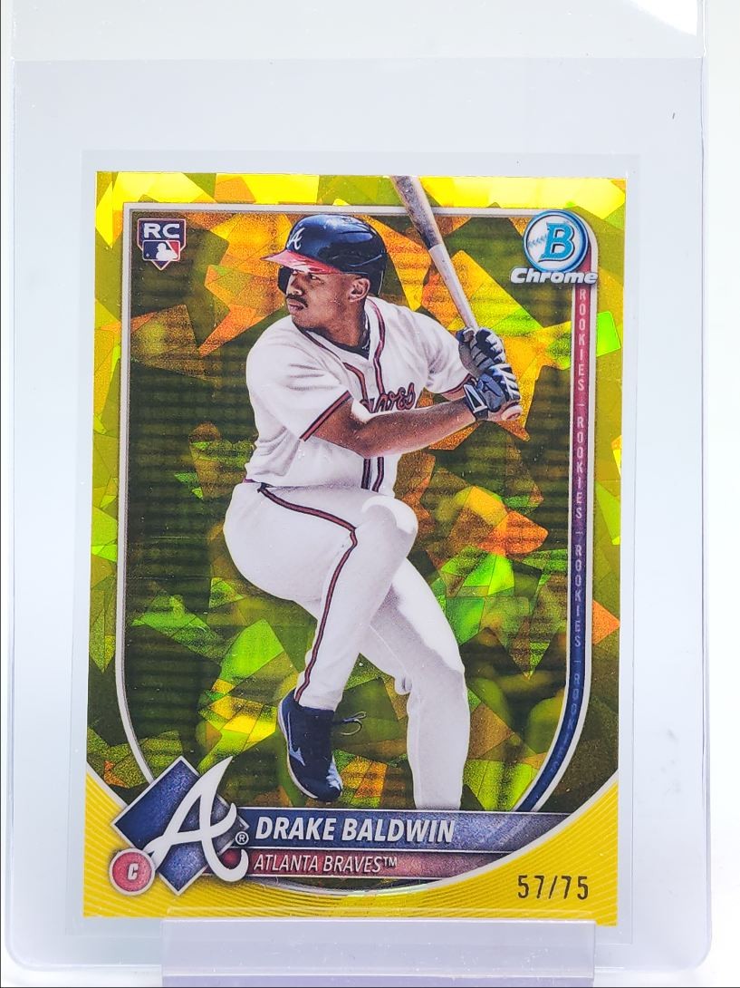 DRAKE BALDWIN 2025 BOWMAN CHROME SAPPHIRE ROOKIES YELLOW RC /75 Q5876