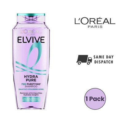 L'Oreal Paris Elvive Hydra Pure 72H Shampoo für fettige Kopfhaut 250ml - 1er Pack