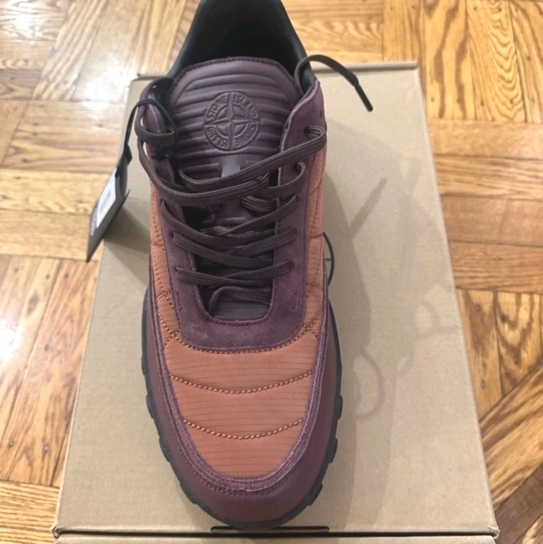 NEW Stone Island Burgundy And Black Men's Sneakers Size 12  W/Tags And Box thumbnail 3