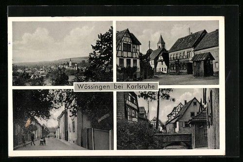 Wössingen bei Karlsruhe, Ansichtskarte, Ortsansicht, Straßenpartie
