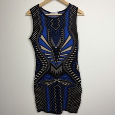 Hera Collection Women's Knit Bodycon Dress Size Large Black And Blue