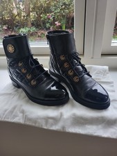 Russell & Bromley RINGAROSES Black Leather Quilted Lace Up Boot Size EU 37 UK 4