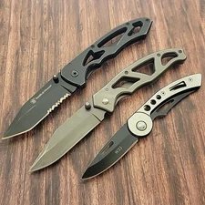 Lot Of 3 Folding Pocket Knives Gerber Paraframe Smith & Wesson Frame Lock WX33