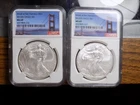 AMERICAN SILVER EAGLES LOT OF 2 NGC MS 69 2012 S MINTS 2 TROY OZ