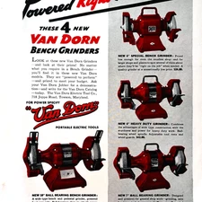 1936 Van Dorn Bench Grinders Advertisement Industrial Electric Tools F15F