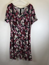 Ann Taylor Factory Womens Dress 12 Floral Midi Short Sleeve Lightweight