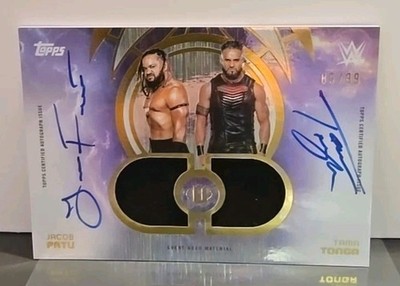 /99 Tag Team Relic Auto Jacob Fatu Tama Tonga WWE Topps Universe Chrome 
