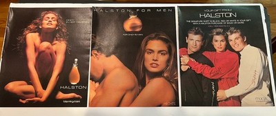 Vtg 1990s AD-3-Pages Cindy Crawford-Halston Perfume and Colognes-Bloomingdales