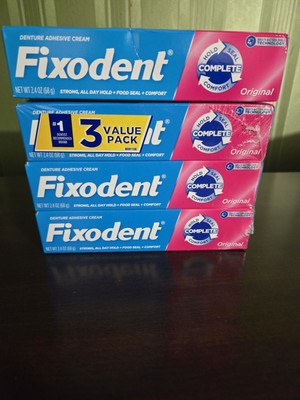 PACK of 3 + 1 Fixodent Complete Original Denture Adhesive Cream 2.4 oz 