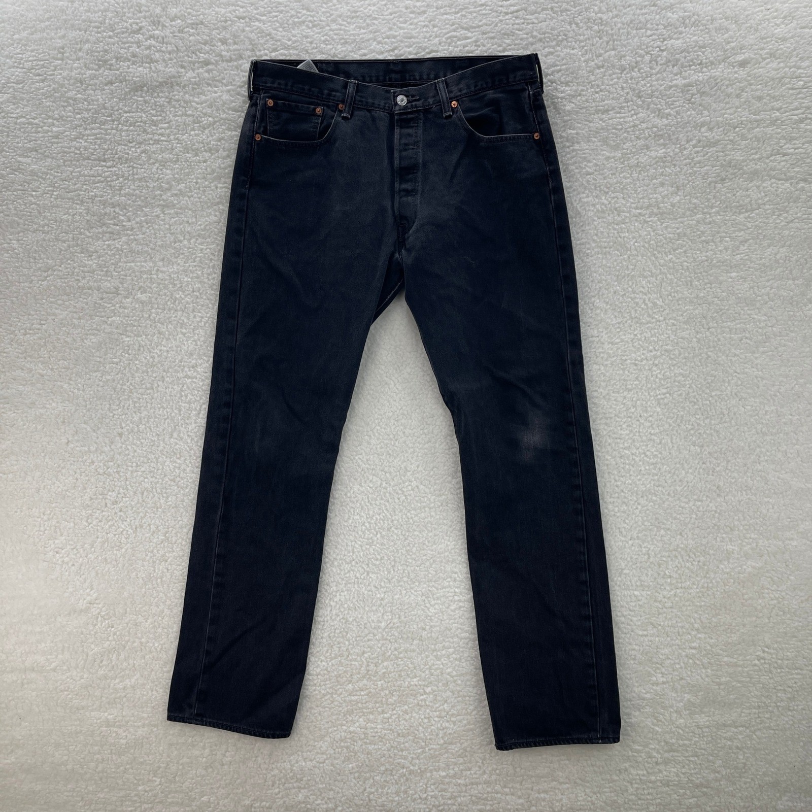 Levis 501 Jeans Mens 38x34 Black Original Button Fly Dark Wash Denim Grunge 90s