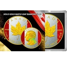 2025 Canada Maple 1 oz Silver Holo Gold Gilded & Diamond Dusted Flag