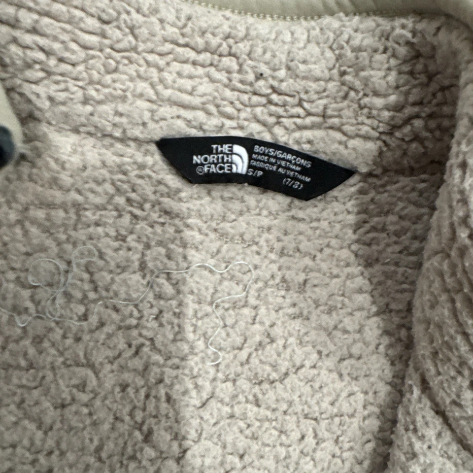 Youth Small North Face Sherpa Jacket Tan And Green - Image 3 of 4