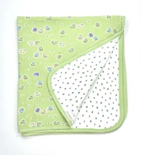 Carter’s Baby Blanket Frog Raindrop Emu Namae Green White Cotton Vintage Y2K