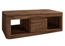Natur Holz Couchtisch modern Sheesham Massivholz dunkel Wohnzimmer 118x65x40