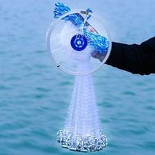 6ft-18ft Fishing Cast Net Quick Throw Nylon Mesh Drawstring Chain Bottom Spread