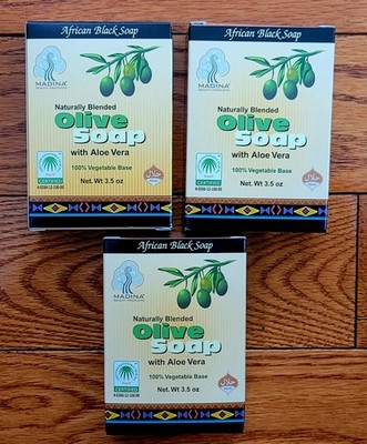 3 Pack of Madina Olive Soap, Herbal 100% Natural Vegetable Base Bars