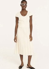 J. Crew Ribbed Scoop Neck Knit Fit & Flare Midi Dress In Lt Beige Sz S Stretch