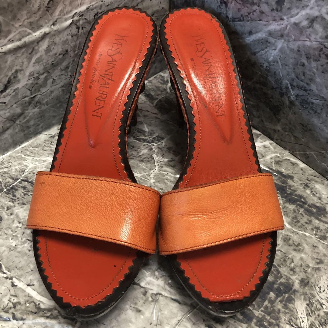 Autentici sandali con tacco Yves Saint Laurent pelle arancione taglia 36 donna