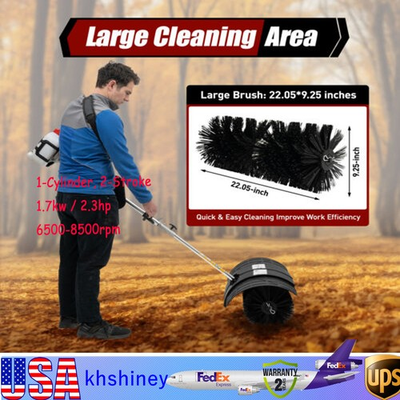 #ad #ad 52CC Handheld Sweeper Broom Gas Power Driveway Turf Artificial Grass Snow Clean $214.66