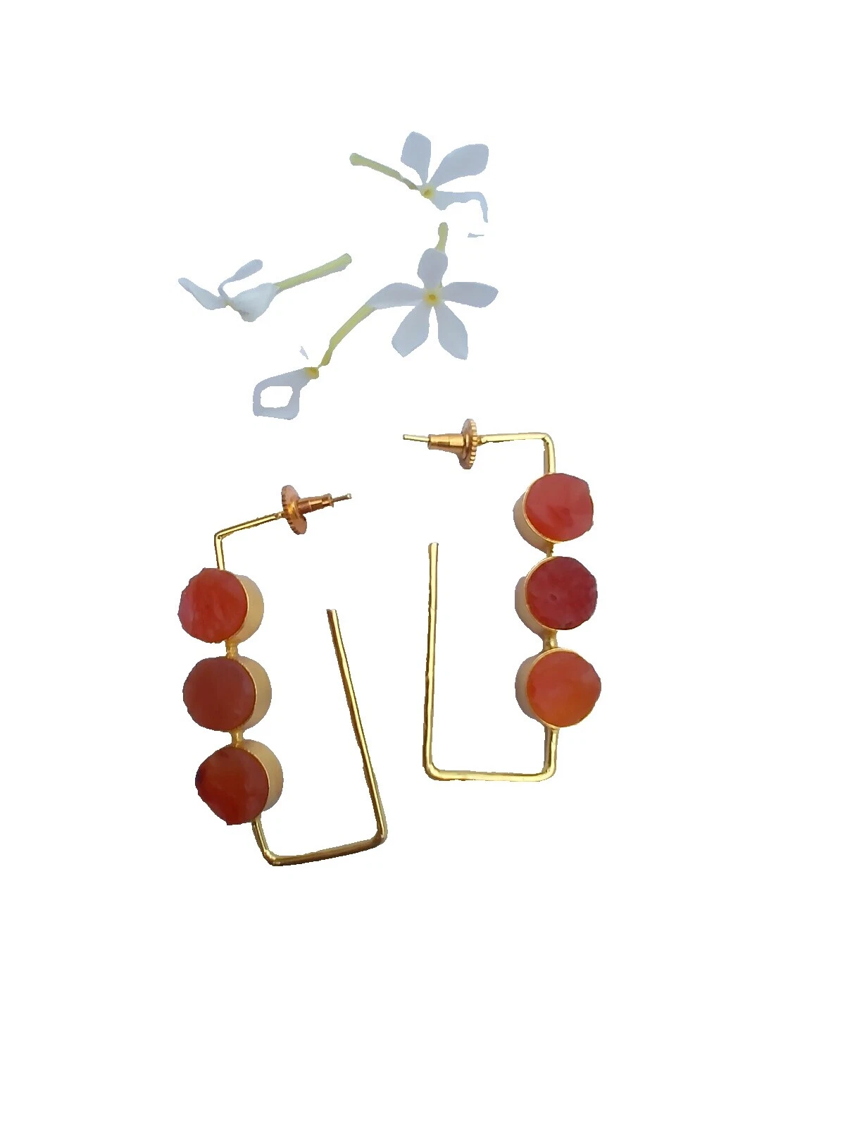 Latón Cornalina Cornalina Pendientes de Moda