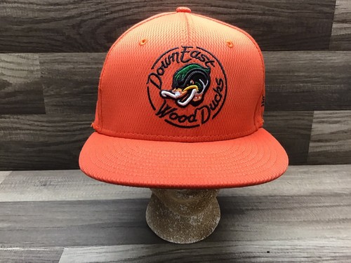 Down East Wood Ducks MILB Hat Orange New Era 59FIFTY Fitted 7 1/8" . W