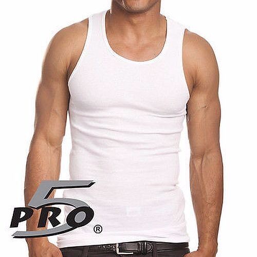 PRO 5 HERREN A-SHIRT BAUMWOLLE UNTERHEMD FRAU BEATER SM-3X - Bild 2 von 9