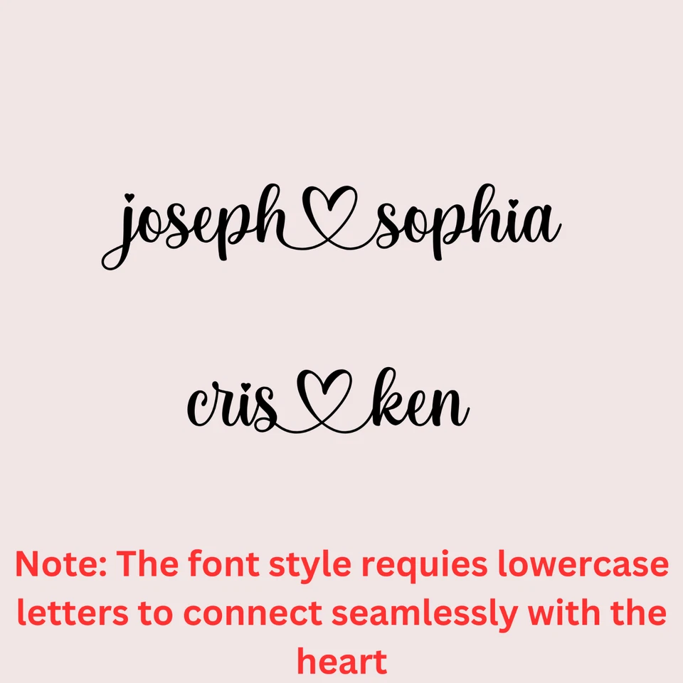 Calcomanía con nombre personalizada dos nombres pegatina letras compromiso boda aniversario Foto 2 de 4