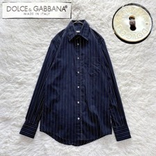 Dolce & Gabbana Stripe Dress Shirt 39 Black Authentic Men Used