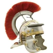 ROMAN HELMET LEGIONNAIRE Soldier Centurion Steel ARMOR with THICK RED PLUME Larp
