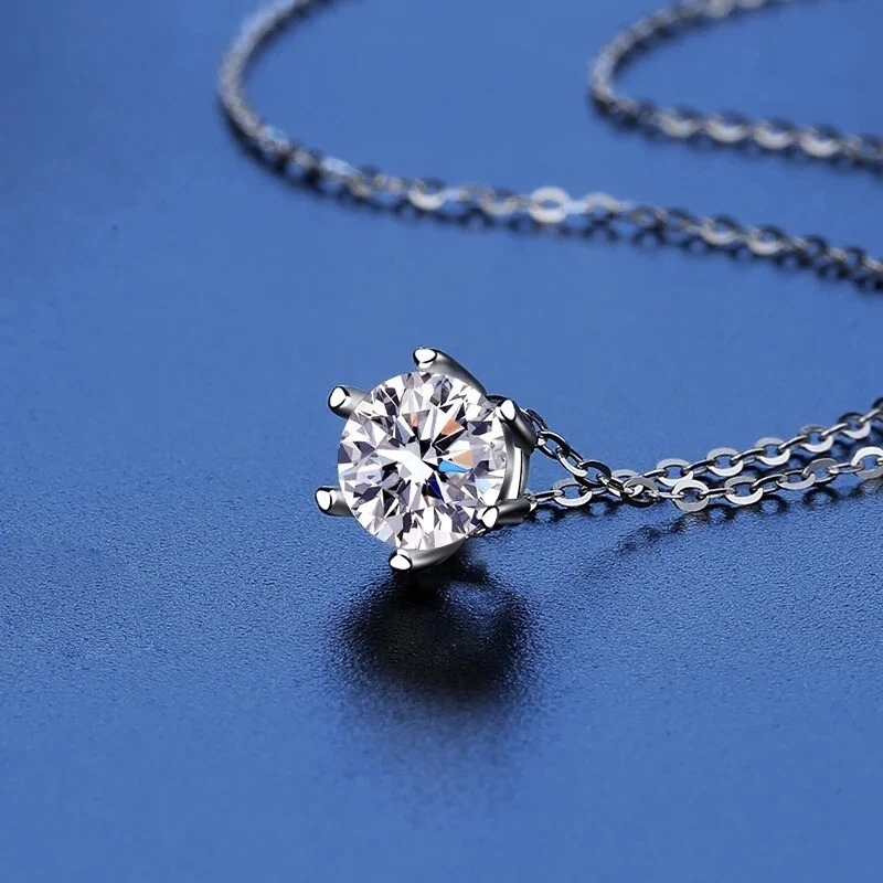 Collana Solitario Moissanite 1CT in Argento Sterling 925 Certificata GRA FRY109 - Immagine 3 di 4