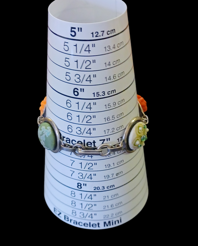 Pulsera Vintage Punta Aguja Y Floral Talla 7 Gruesa Tono Plata Distintiva - Imagen 5 de 7