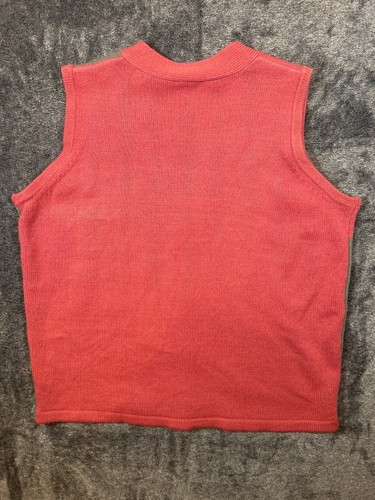 Granny Core Vintage Sweater Vest Pink/Gray Color Block with Florals- Size Large - Picture 6 of 6