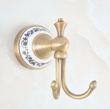 Antique Brass Wall Mounted Bathroom Hardware Dual Towel Robe Hooks Gba776
