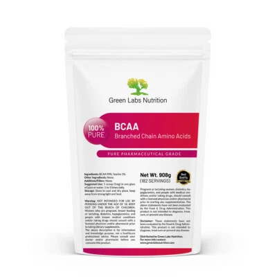 GREEN LABS NUTRITION POUDRE D'ACIDES AMINÉS BCAA LEUCINE ISOLEUCYNE VALINE ANTICATABOLIQUE