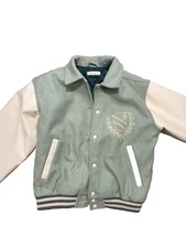 NWT Urban Outfitters Coat Size M Standard Cloth Varsity Jacket Nylon Gray Cream