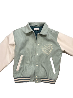 NWT Urban Outfitters Coat Size M Standard Cloth Varsity Jacket Nylon Gray Cream