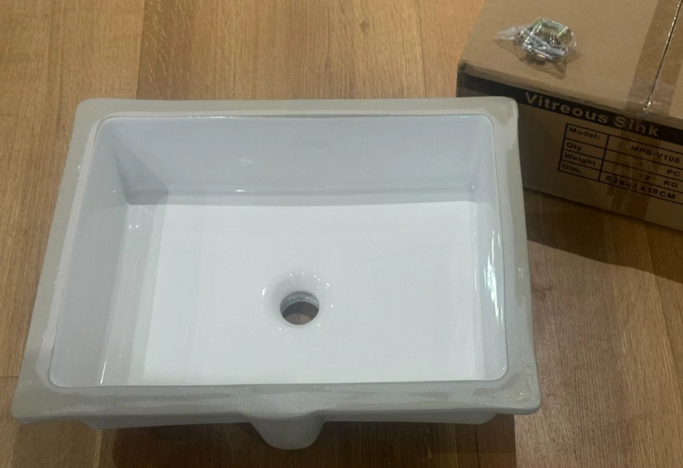 Fregaderos Obra Maestra MPS-V106 - 18" x 13" Vit. Fregadero rectangular China U/C - blanco Foto 4 de 4