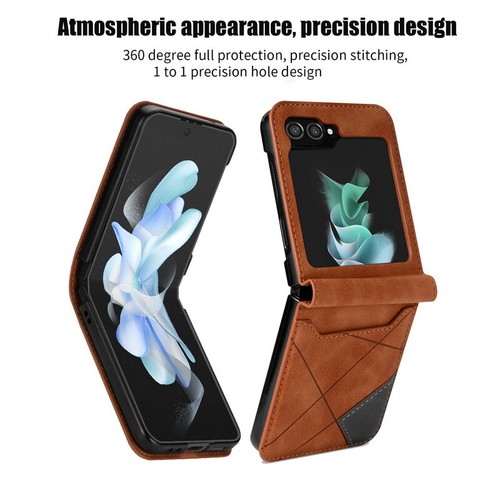 Odporne na wstrząsy skórzane etui na karty do Samsung Galaxy Z Flip6 Flip5 Flip4 Cover - Zdjęcie 2 z 12