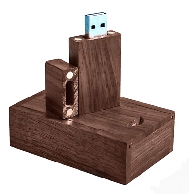 16GB Wooden USB 2.0/3.0 Walnut Brown Flash Drive w/Matching Woodgrain Box 