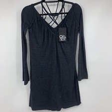 Chaser Dress small triblend jersey bell sleeve strappy mini pockets cozy NEW