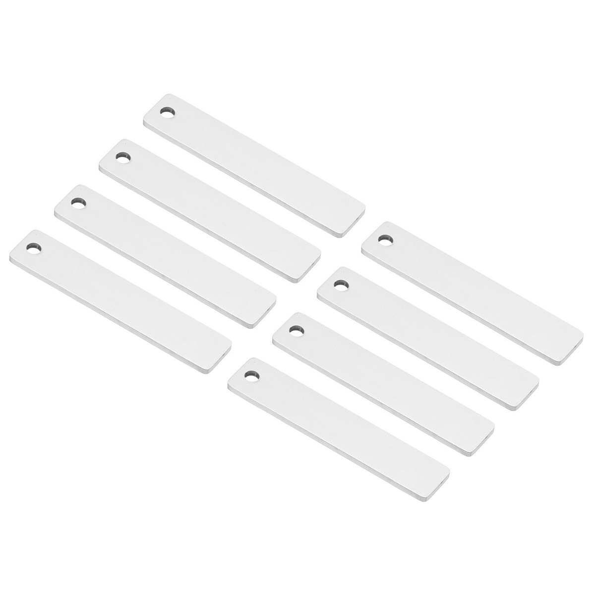 8pcs Metal Stamping Blanks, Rectangle Stamping Tags Blanks Steel Tag, Hole