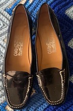 Salvatore Ferragamo Black Leather Loafer Pumps - 6 AA