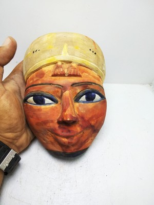 ANCIENT EGYPTIAN ANTIQUES Colorful Mask Pharaonic Of Heavy Stone Carved In Egypt