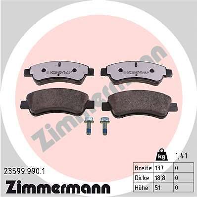 Zimmermann 23599.990.1 Bremsbelagsatz, Scheibenbremse FüR CitroËN Opel Peugeot-image