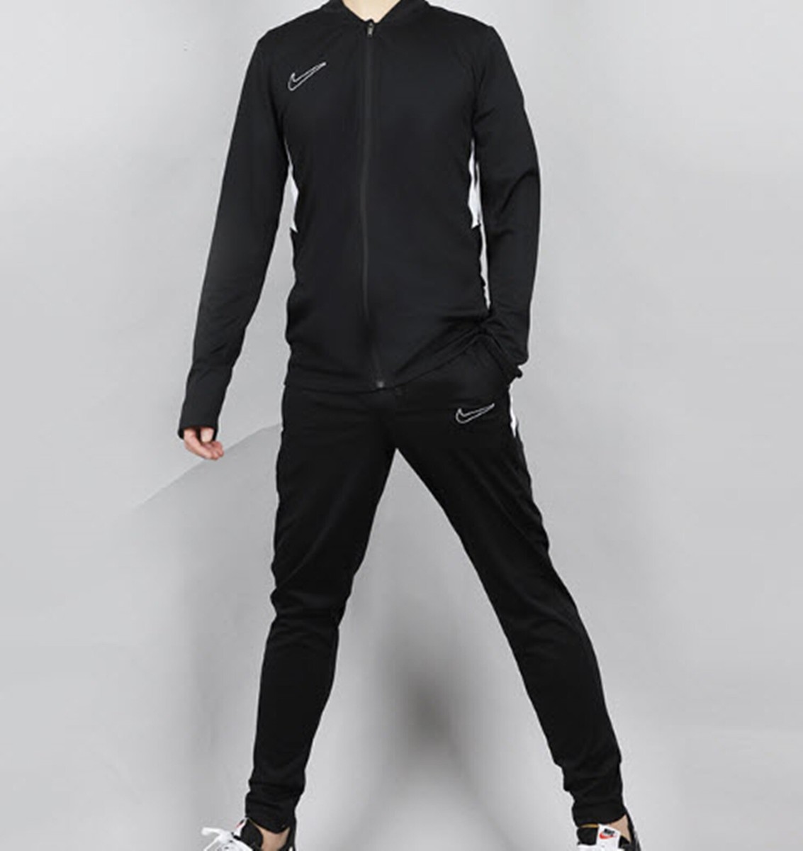 Nike Men Dri-Fit Academy 25 Suit Set Running Black Jacket Pant