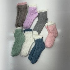 Womens Multicolor 7 Pack Fuzzy Socks One Size